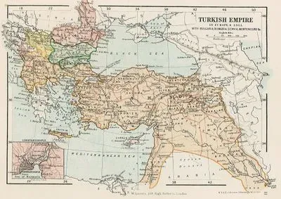 Turkish Empire in Europe & Asia With Bulgaria, Rumania, Servia, Montenegro-Constantinople