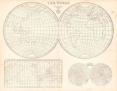 The World, The Projected on the Meridians of the Pacific and Atlantic Oceans