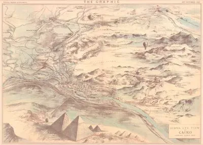 Bird's Eye View of Cairo Looking North East (After the British Occupation of Egypt in 1882)