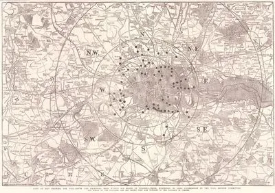 Map Showing the Toll-Gates and Principal Bars within Six Miles of Charing Cross, Exhibited to Lord Palmerston By The Toll Reform Committee