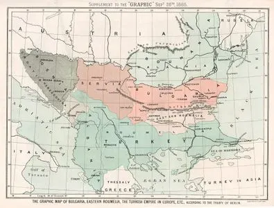The Graphic Map Of Bulgaria, Eastern Roumelia, The Turkish Empire in Europe etc, According To The Treaty of Berlin