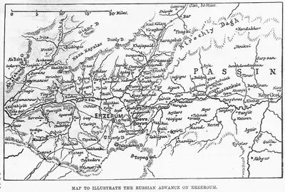 Map To İllustrate The Russian Advance On Erzeroum