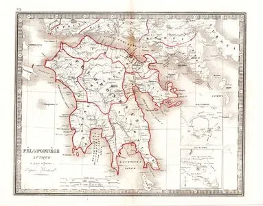Peloponnese Attique Et Pays Adjacent D'Apres Reichard (Map Of Ancient Peloponnese)-Plan D'Athenes-Plan De Sparte