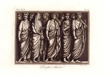 Pompa Sacra, Eur. Vol V. Tav.28. (Roman Noblemen At A Sacrificial Rite)