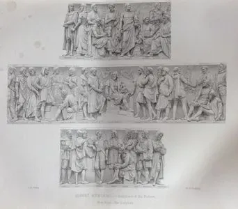 Albert Memorial-Sculptures Of The Podium, West Front-The Sculptors-Egyptian, Assyrian, Phocecus, Dibutades, Buprlus, Phidias, Scopas, Bryaxis, Leoghares, Chares, Giuliano Dlravenna, Niggola Pisano, Ghiberti, Torell,Luca Della Robia, William Of ireland, Verrocohio, Bonatello, Mighael Angelo, Torrigiano, Giandi, Bologna, Bandinelli, Vischer, Cellini, Baccio D Agnolo, Goujon, Palissy, Pilon, Cano, Stone, Bernini, Gibber, Puget, Gibbons, Bird, Bushnell, Rolibiliac