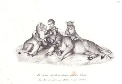 Di Löwin mit Ihren Jungen und ihr Warter, La Lionne Avec Ses Petits et Son Gardien (The Lioness with Her Cubs and Her Guardian)