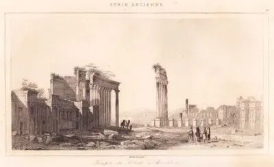 Syrie Ancienne - Temple du Soleil a Baalbeck (Plate 11) (View of the Temple of the Sun (Heliopolitan Jupiter) ruins in Baalbek, Lebanon)