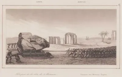 Transport de la Tete de Memnon, Egypte - Tramsport des Memnon Kopfes (Transport of the Head of Memnon, Egypt)
