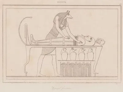 Appareil Funeraire, Egypte (Mummification Scene (Funeral Ceremony) with the Figure of Anubis, Ancient Egypt)