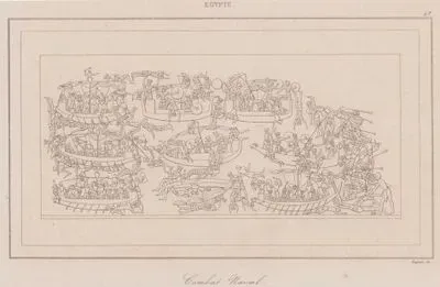 Combat Naval, Egypte (Egyptian Hieroglyphic Scene Depicting a Naval Battle)