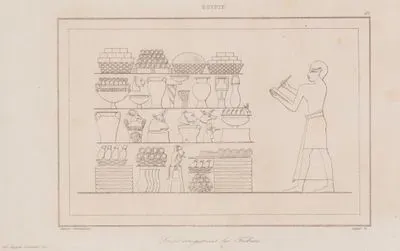 Scribe Enregistrant les Tributs, Egypte (In Ancient Egypt, A Scribe Kept Records of Gifts (or Taxes) Presented to the Pharaoh.)