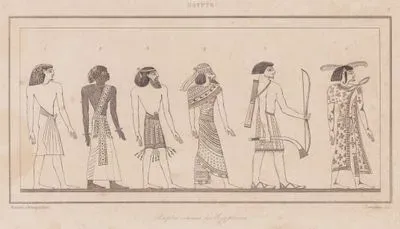 Peuples Connus des Egyptiens, Egypte (Peoples Known to the Ancient Egyptians: 1. Egyptians 2. Nubians (Sub-African People) 3. Asians (Semitic People) 4. Aristocratic People of the Syria-Palestine Region (Rutheni) 5. Sea Peoples (Warriors of Aegean origin) 6. Libyans)