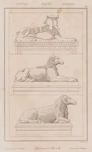 Sphinx et Beliers, Egypte - Sphinx und Widder, Aegypten (Three types of Egyptian Sphinx (ram statues), Ancient Egypt)