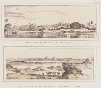 Cairo and the Mokattam Hills from the Nile / The Pyramids of Geezeh from the Quarries of Toora