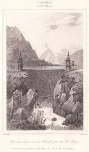 Guatemala - Pont dans la Province de Tlascala pres de Los Reyes (Fuente en la Provincia de Tlascala cerca de Los Reyes) (Plate 7) (Ancient Bridge near Los Reyes, Tlaxcala, Mexico)