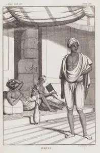 Beisi, Asia Vol. III. Tav.9. (Members of the Third Vaste Vaisyas, Farmers, Merchants and Officials With Hookah Pipe and Fan Relaxing Under a Canopy)