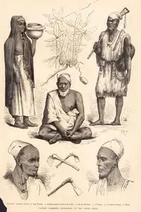 Different African Types- 1.Peul Woman 2.Bambara Going To Work in The Fields 3.An Old Mandingo 4.A Borgoo 5.A Foulah Of Kasson 6.Tools