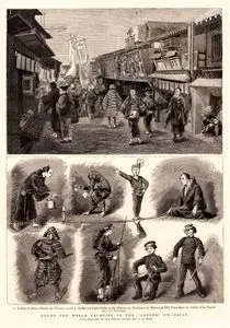 Round the World Yachting in the "Ceylon," XX, Japan-1.A Street in Kioto Outside Theatre 2.3.Snuffer And Light Holder in The Theatre 4.Tumblers 5.Warrior Of Fifty Years Ago 6.Soldier Of The Present day 7.Policemen