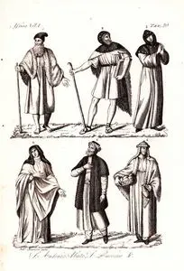 S.Antonio Abate, S.Pacomo &., Africa Vol.I. Tav.30. (Early Christian Saints, 1. Saint Anthony the Great 2.3. Saint Pachomius 4.Amma Syncletica 5.6.Copts)