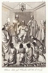 Udienza Data Agli Olandesi Dal Re Di Congo, Africa Vol.III. Tav.42. (Petitioning of the Dutch to the King of Congo)