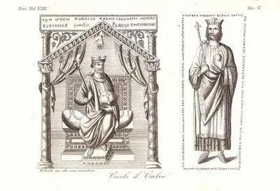 Carlo il Calvo, Eur. Vol VIII. Tav.6. (Portrait Of King Charles The Bald, Emperor of the Carolingian Empire)