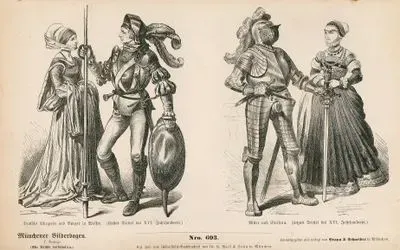 Fifteenth and Sixteenth Centuries- German Townswoman and Townsman in Armor (1st Third of 16th Century) (Deutsche Burgerin und Berger in Waffen (Erstes Drittel des XVI Jahrhunderts))-  Knight and Noblewoman (1st Third of 16th Century) Ritter und Edelfrau (Letzstes Drittel des XVI Jahrhunderts)