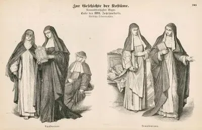Late Eighteenth Century (Ende des XVIII Jahrhunderts) Nun's Dress (Weibliche Ordenstrachten)-Augustinians (Augustinerinnen)-Dominicans (Dominikauerinnen)