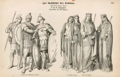Fifth to Tenth Centuries (V. bis X. Jahrhundert) - Ancient Egypt (Vorchristliche Zeit (Alt-Agypter))- Soldiers of the Eastern Roman Empire (Krieger des ostromischer Reiches)-  Frankish Ladies (Frankische Frauen), Charlemagne (Karl der Grosze)