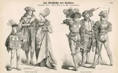 First Third of the Sixteenth Century (Erstes Drittel des XVI Jahrhunderts)- German Townspeople (Deutsche Burger Tracht)- German Soldiers (Deutsche Landknechte)