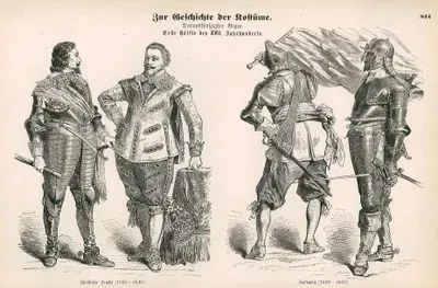 First Half of the 17th Century ( Erstes Halfte des XVII Jahrhundert)- Princely Dress (1625-1640) (Furstliche Tracht, (1625-1640)- Soldiers (1630-1650) (Solodaten, 1630-1650)
