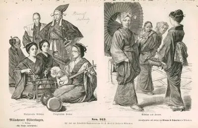 Japaner (Japanien)-Girl Musicians ( Musizierende Madchen) and An Authority (Obrigkeitliche Person)- Girls and Women ( Madchen und Frauen)