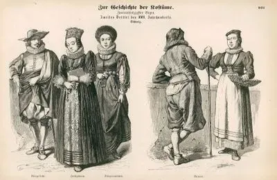 Second Third Of 17. Century (Zweites Drittel des XVII Jahrhunderts), Switzerland(Schweiz)- Young Townsman (Burgersohn), Bride (Hochzeiterin) and Young Townswoman (Burgermadchen)- Peasants (Bauern)