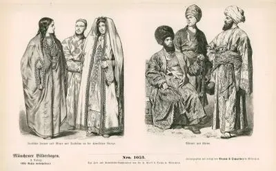 Central Asia (Central Asiaten) (19.Century)- Sartish Women and Man from Turkestan on the Chinese Border (Sartische Fraunen und Mann aus Turkeftan an der Chinesischen Krenze); Men from Khiva (Manner aus Khiva)