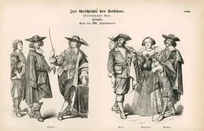 Mid 17.Century (Mitte Des XVII. Jahrhunderts), France(Franzosen)- Nobleman (Edelleute)- Peasant (Bauer), Townswoman(Burgerfrau) and Merchant (Raufherr)