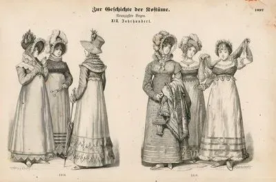 19.Century (XIX. Jahrhunderts)- Woman Dresses in Europe Between 1814 and 1818
