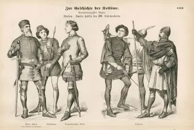 Second Half of the 14.Century(Zweite Halfte des XVIII Jahrhundert), Italy(Italien)- Vittore Pisani (Venetian Admiral Died 1380), Squire(Edelknappe) and Neapolitan Knight- Soldiers(Soldaten)