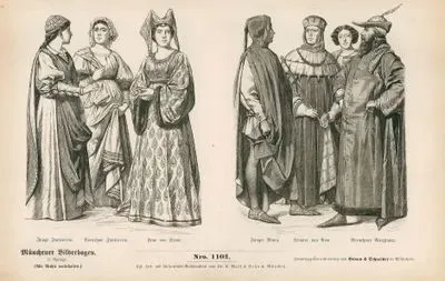 Second Half of the 14.Century(Zweite Halfte des XVIII Jahrhundert), Italy(Italien)- Italian Girl(Junge Italienerin), Noblewoman(Bornehme Itallienerin) and Lady of Siena(Frau von Siena)- Young Man(Junger Mann), Roman Senator(Senator von Rom) and Venetian Nobleman(Bornehmer Benezianer)