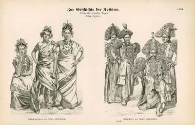 Asia(Asien) (19.Century)- Actresses from Jaffna (Ceylon, Sri Lanka)- Herald and Actors from Jaffna (Ceylon, Sri Lanka)