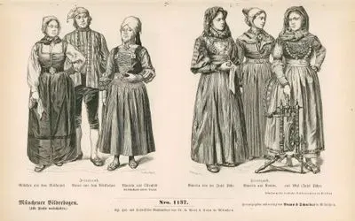 North Germany (Norddeutchland) (19.Century)- Frisia, Girl and Peasant from Wyck, Peasant Woman from Ostenfeld (Old Dress)- Frisia, Peasant Woman from the Island of Fohr, Romoe and Wyck On Fohr