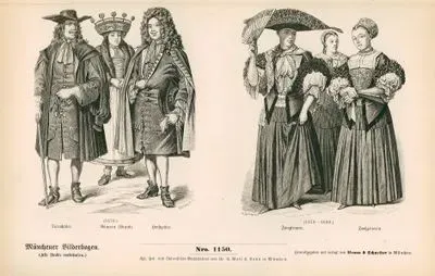 17.Century (XVII. Jahrhundert), Strasbourg(Strasburger)- (1670) Tower Warden(Turmhuter), Peasant Bride(Bauerin) and Bridegroom(Hochzeiter)- (1670-1690) Girls (Jungfrauen) and Bride (Hochzeiterin)