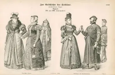 16. and 17. Centuries(XVI. Und XVII. Jahrhundert), England- Nobel Women(Bormehne Fraunen) in London (1590)- Merchant, His Wife (Kaufmann und Kaufmannsfrau) and Officer in London (1590)
