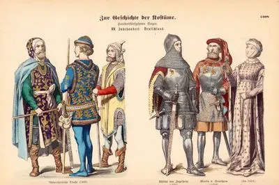 15.Century (XV. Jahrhundert), Germany (Deutchland)-Lower Rhine Dress (Niederheinische Tracht) (1400) - Philippe of Ingelheim (1431), Martin of Seinsheim (1434), About 1410