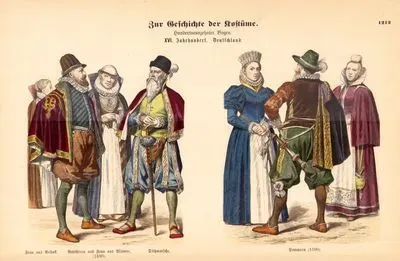 End Of 16.Century (Ende des XVIII. Jahrhunderts), Germany (Deutchland)-Woman from Rostock (Frau Aus Rostock), Councilman and Lady From Wismar (Ratsherrn und Frau Aus Wismar) (1590), Man from Dithmarschen-Pomerania (1590)