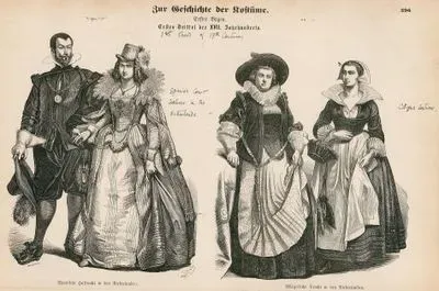 First Third of the Seventeenth Century (1600-1633)(Erstes drittel des XVII. Jahrhunderts)-Spanish Court Dress in the Netherlands(Spanishche Hoftrach in Den Niederlanden)-Middle-Class Dress in the Netherlands(Bürgerliche Trach in Den Niederlanden)