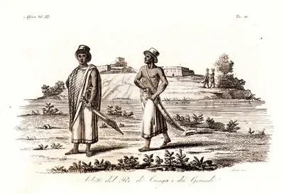 Abiti Del Re Di Congo E Dei Grand, Africa Vol.III. Tav.41. (Dresses Of The Wealthy And The King Of Congo)