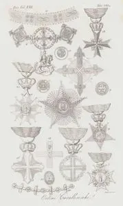 Ordini Cavalleresehi, Eur. Vol VIII. Tav.141*. (Knight's Medals)