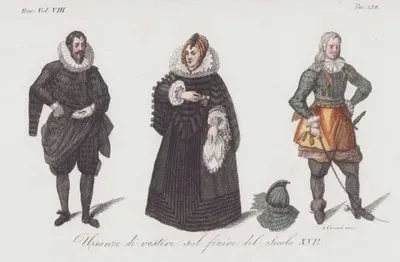 Usanze Di Vestire Al Principio Del Secolo XVII., Eur. Vol VIII. Tav.134. (Customs of Dress in The Early of The XVII. Century)