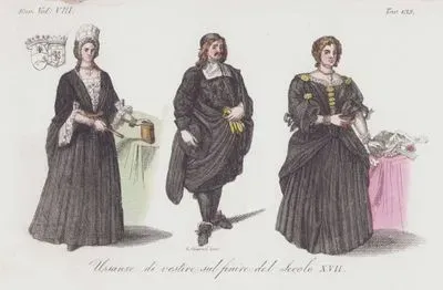 Usanze Di Vestire Al Principio Del Secolo XVII., Eur. Vol VIII. Tav.135. (Customs of Dress in The Early of The XVII. Century)