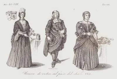 Usanze Di Vestire Al Principio Del Secolo XVII., Eur. Vol VIII. Tav.135. (Customs of Dress in The Early of The XVII. Century)