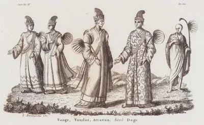 Vunge, Vundoc, Attavun, Sere Doge, Asia Vol. IV. Tav.68 (Burmese Court Officials-Ceremonial Dress Of President, Vice President, Counsellor and Priest in Myanmar (Burma) in The XVIII. Century)